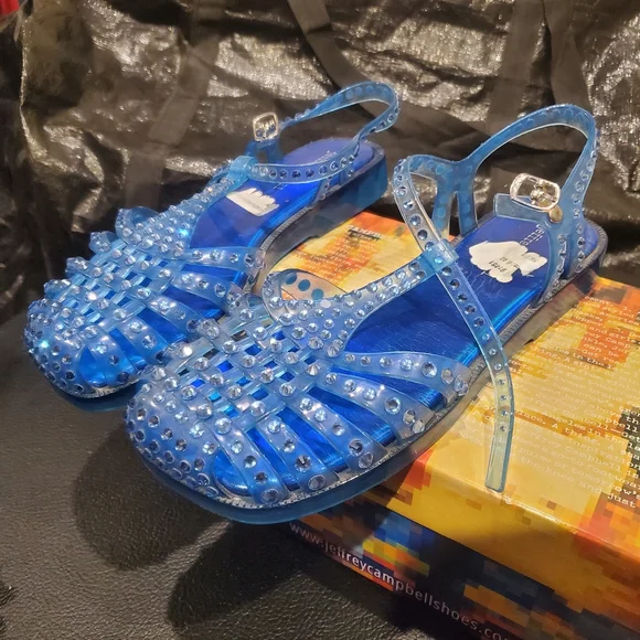 JEFFREY CAMPBELL Rhinestone Jelly Sandals 8 - Picture 7 of 10